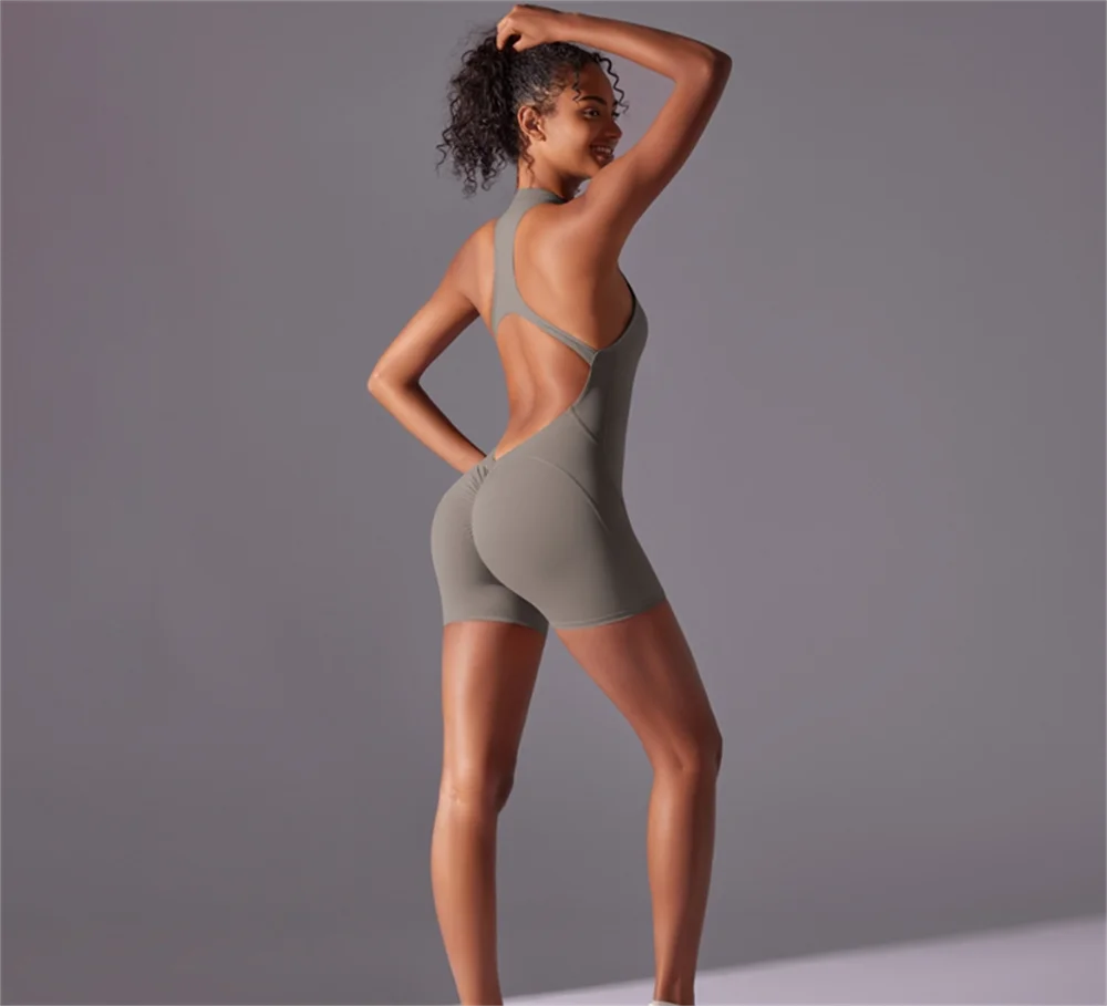 Women Breathable QuickDry HighIntensity Tight Fitting Back Jumpsuit