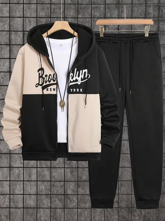Men's Zip Up Hoodie And Sweatpants Set For Autumn Winter