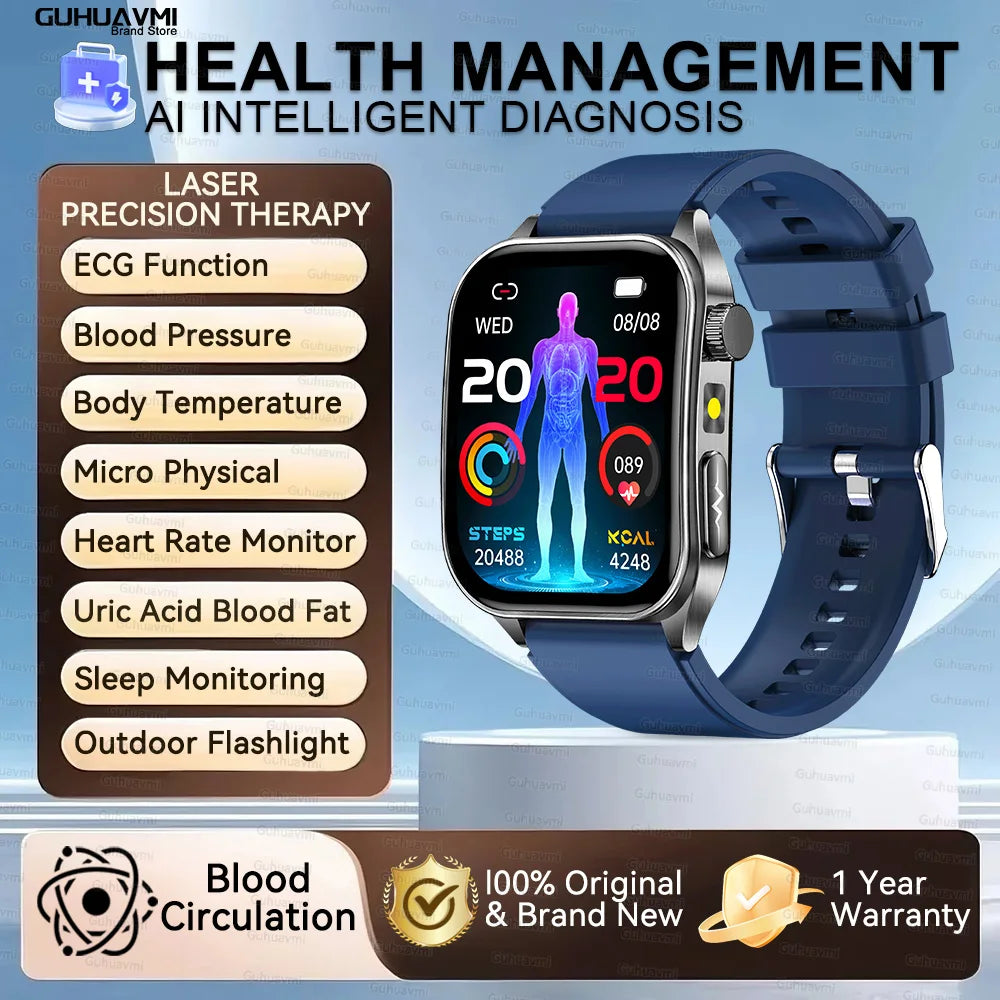 Smartwatch With Laser Therapy ECG Monitor And Blood Oxygen