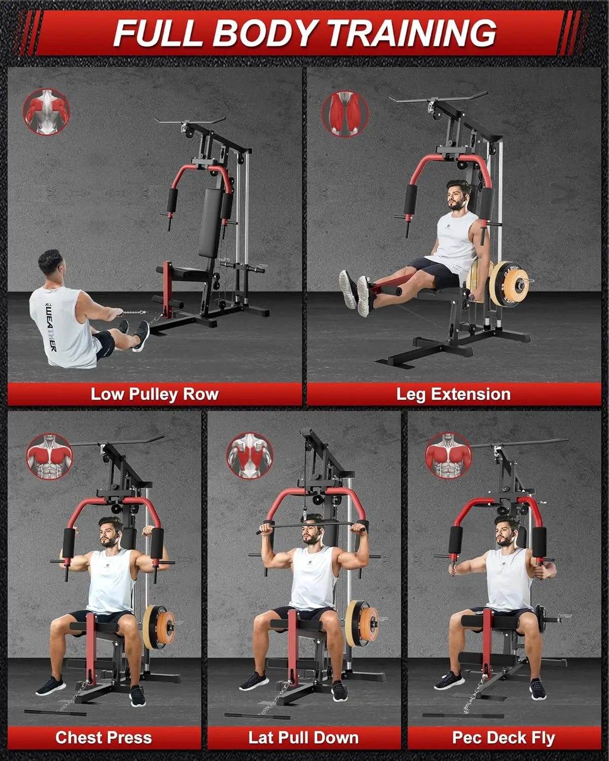 HiMISS All In One Home Gym Chest Press LatPulldown