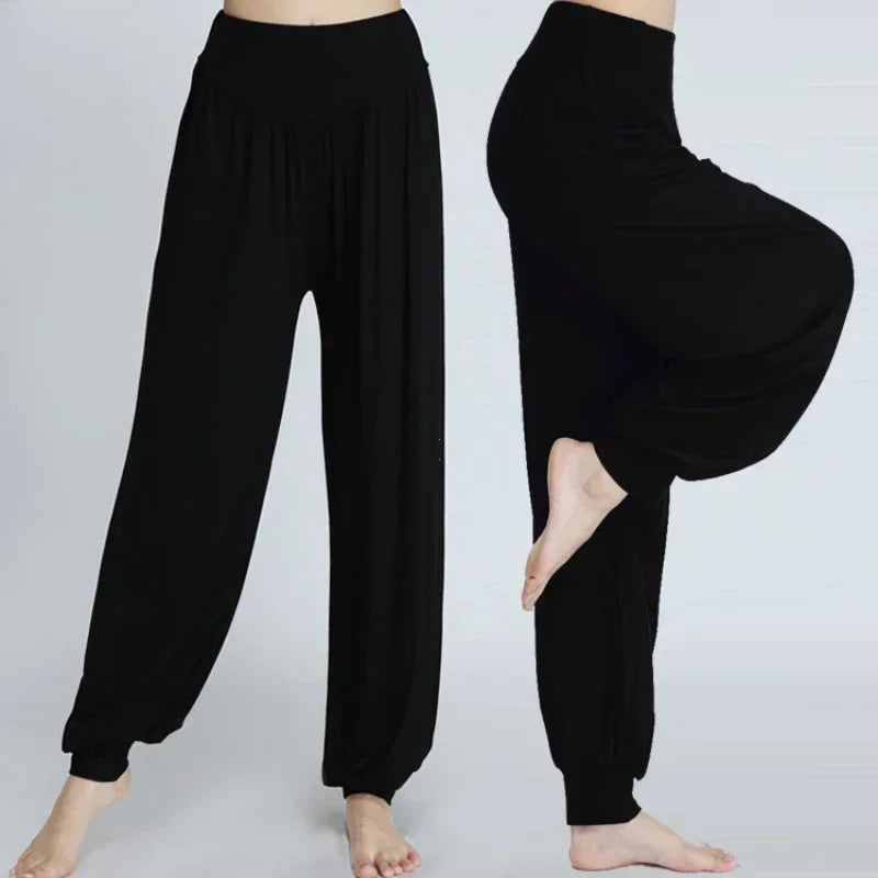 Womens Elastic Loose Casual Yoga Pants Breathable Polyester Dance Sports