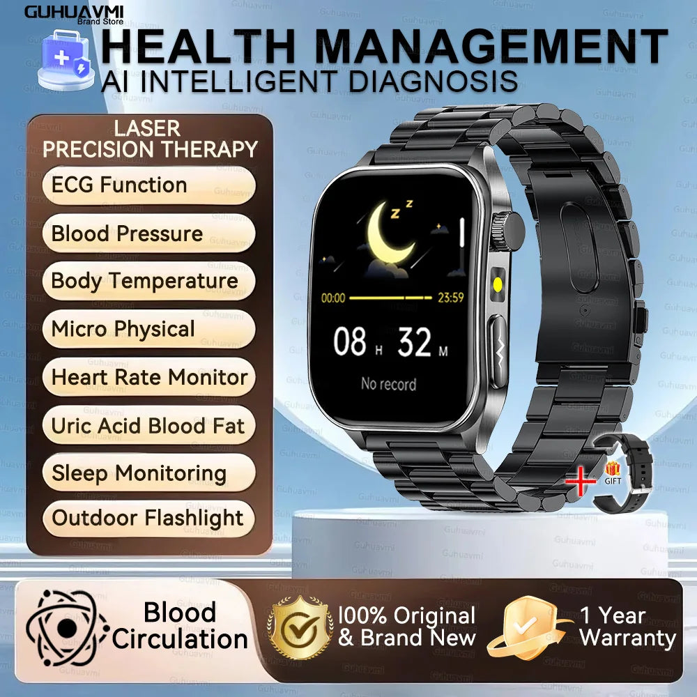 Smartwatch With Laser Therapy ECG Monitor And Blood Oxygen