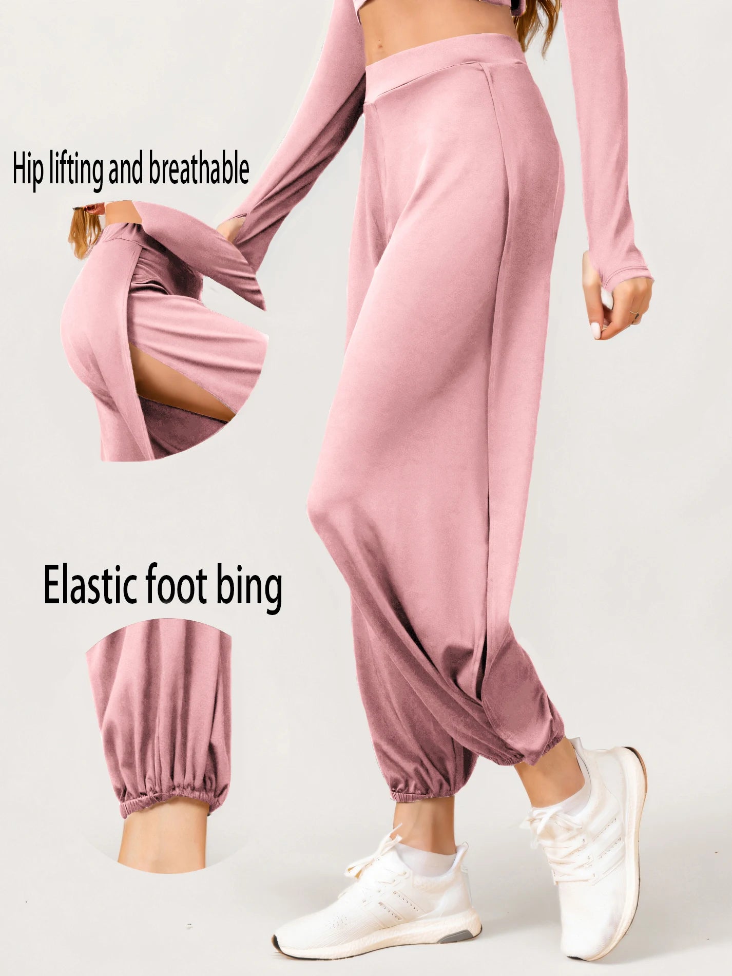 Elastic Waist Split Hippy Yoga Pants for Women High Waist