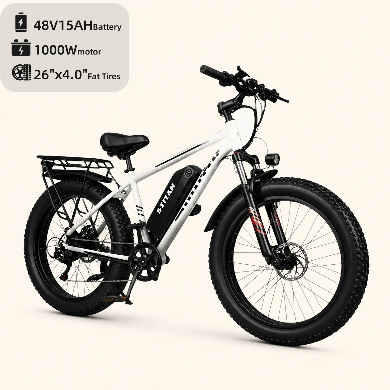 Electric Bicycle 1000W 48V 15Ah Battery Max Speed 28.6 Mph