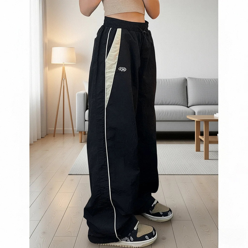 THTRUME Women's Casual Wide Leg Cargo Pants With Elastic Waist