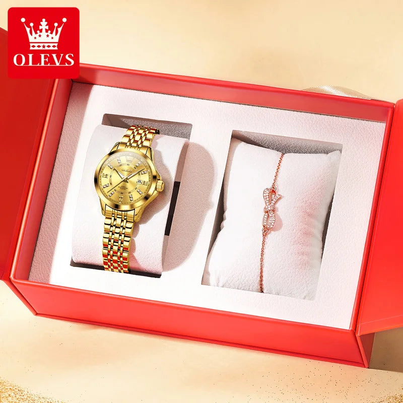 OLEVS 3620 Women's Luxury Diamond Quartz Watch Calendar