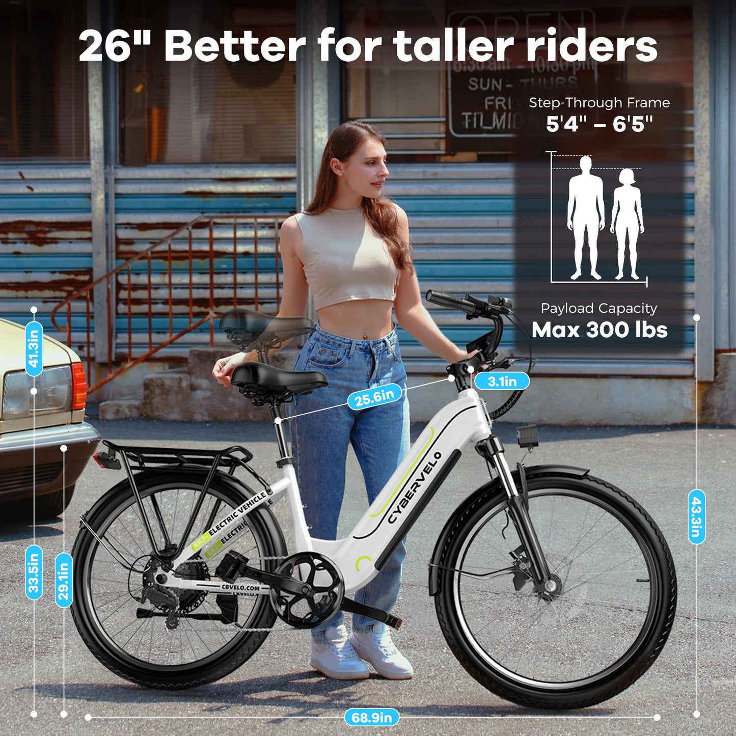 Aoango 1000W Peak Electric Bicycle For Adults Step Through Ebike 48V Battery
