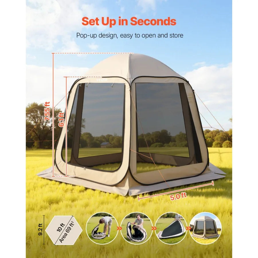 Screen House Pop Up Tent With Netting Sides Canopy