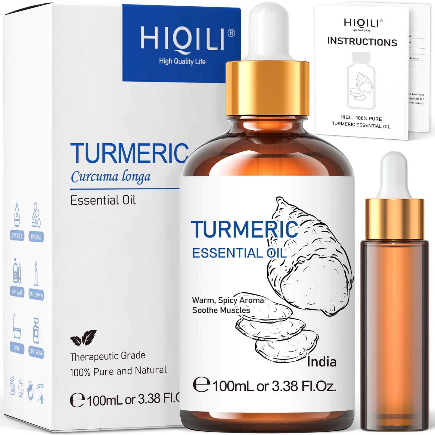 HIQILI Turmeric Essential Oil Pure Herbal Plant Oil