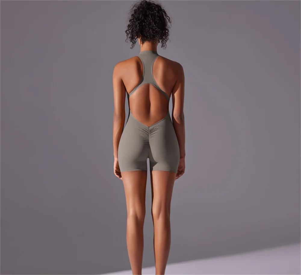 Women Breathable QuickDry HighIntensity Tight Fitting Back Jumpsuit