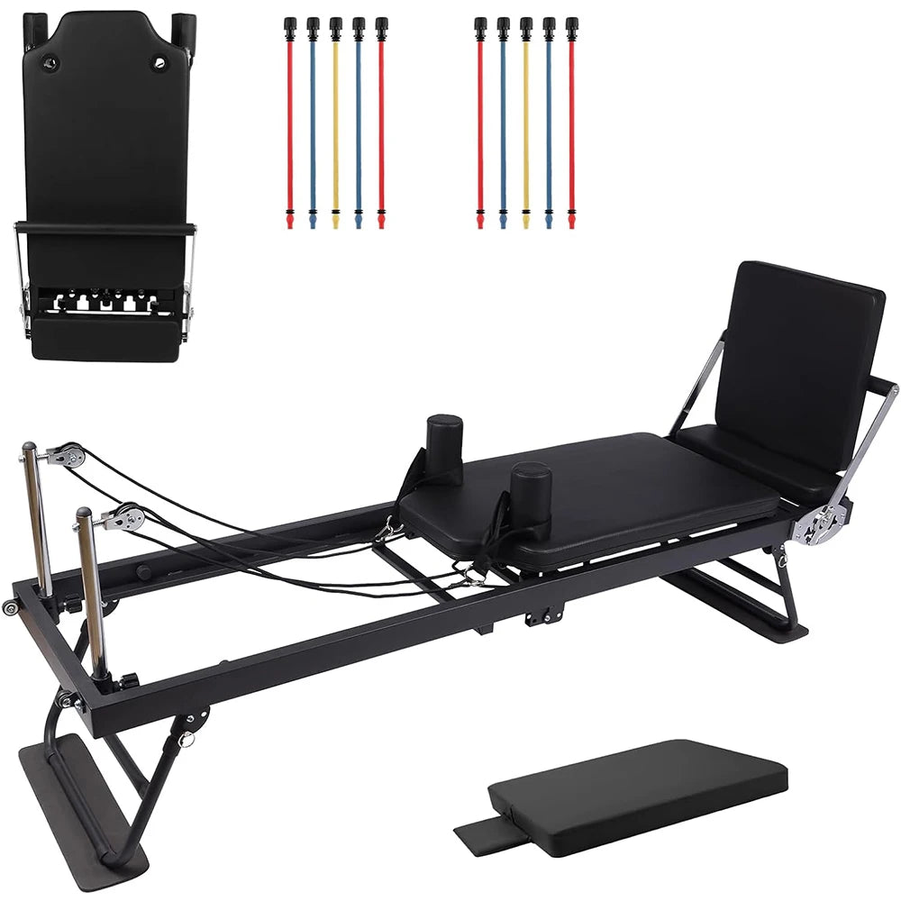 HiMISS Foldable Reformer Pilates Machine With Piano Wire Springs