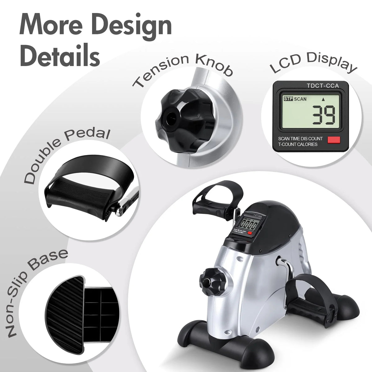 Motorized Mini Desk Pedal Exerciser Bike With LCD Display
