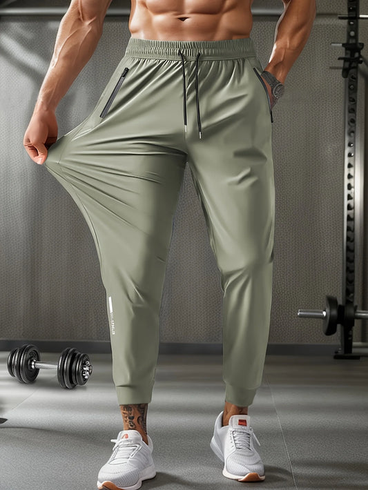 Men's Quick-Dry Drawstring Athletic Pants With Zipper Pockets