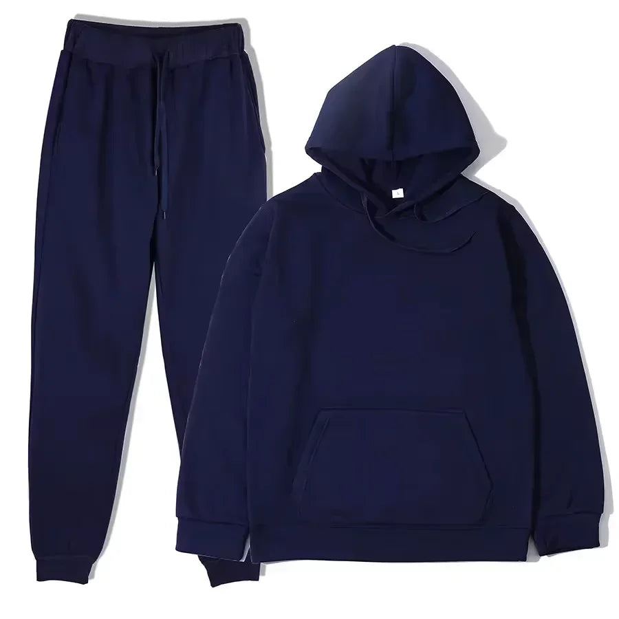 NONECN Winter Women Tracksuit Set Hooded Sweatpants Two Piece