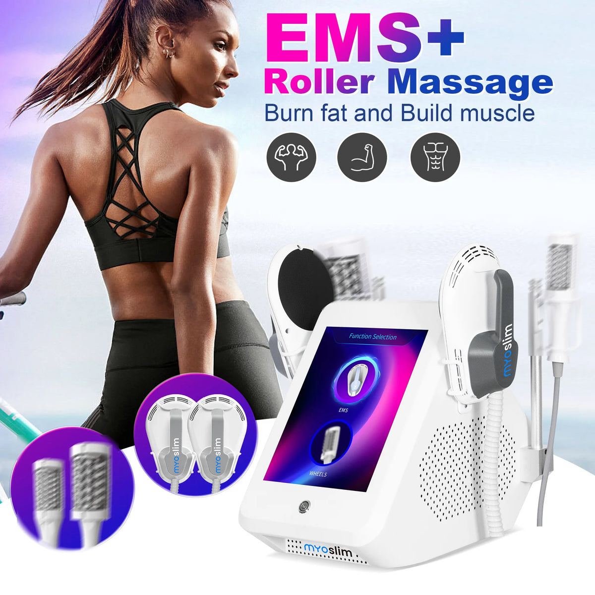 360 Degree 2 IN 1 EMS Roller Slimming Cellulite Reduction Machine 200HZ Inner Ball Roller Infrared Vacuum Roller Massage Beauty