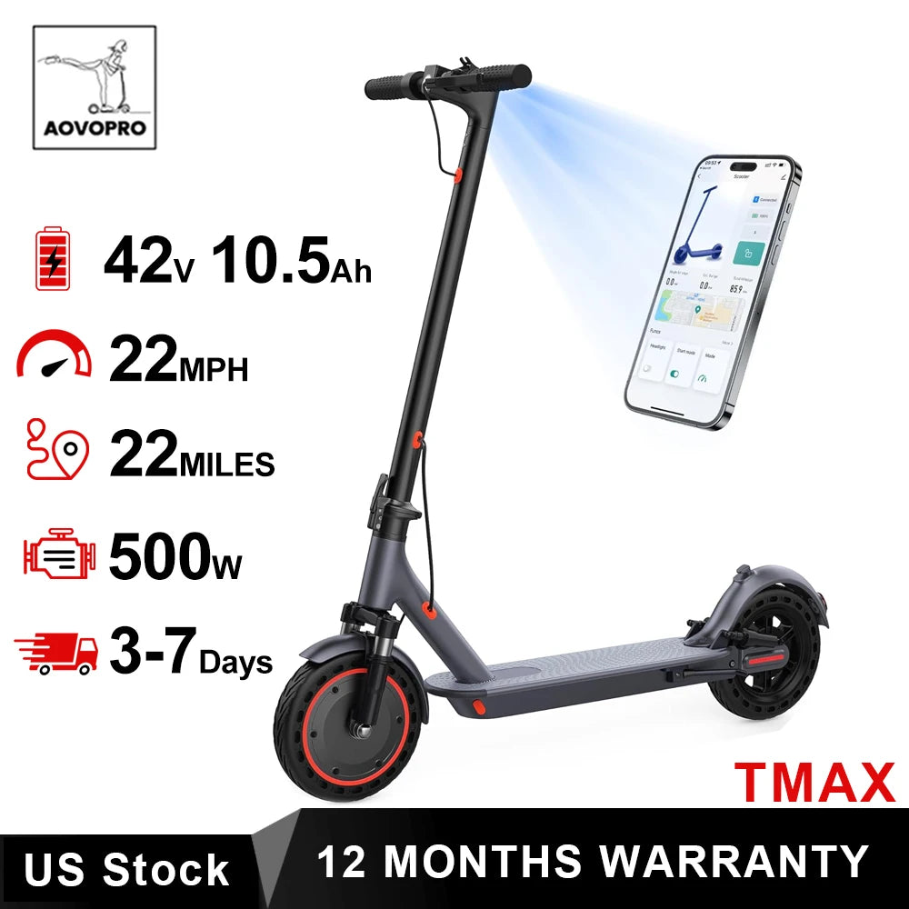 AOVOPRO TMAX Electric Scooter 500W Folding App Smart For Adults