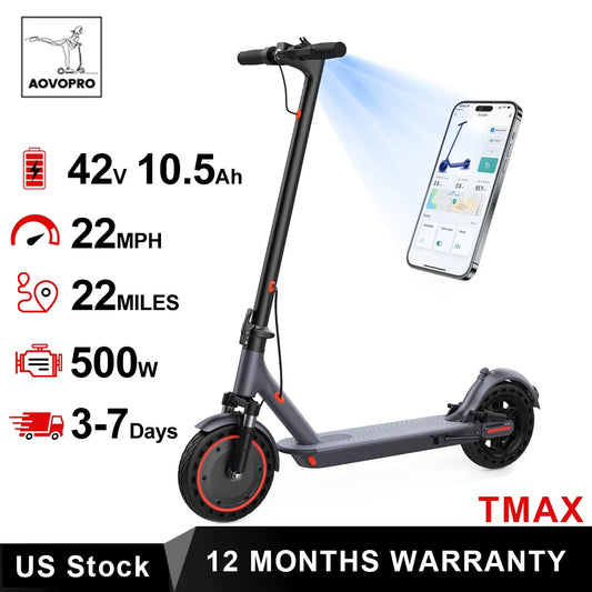 AOVOPRO TMAX Electric Scooter 500W Folding App Smart For Adults