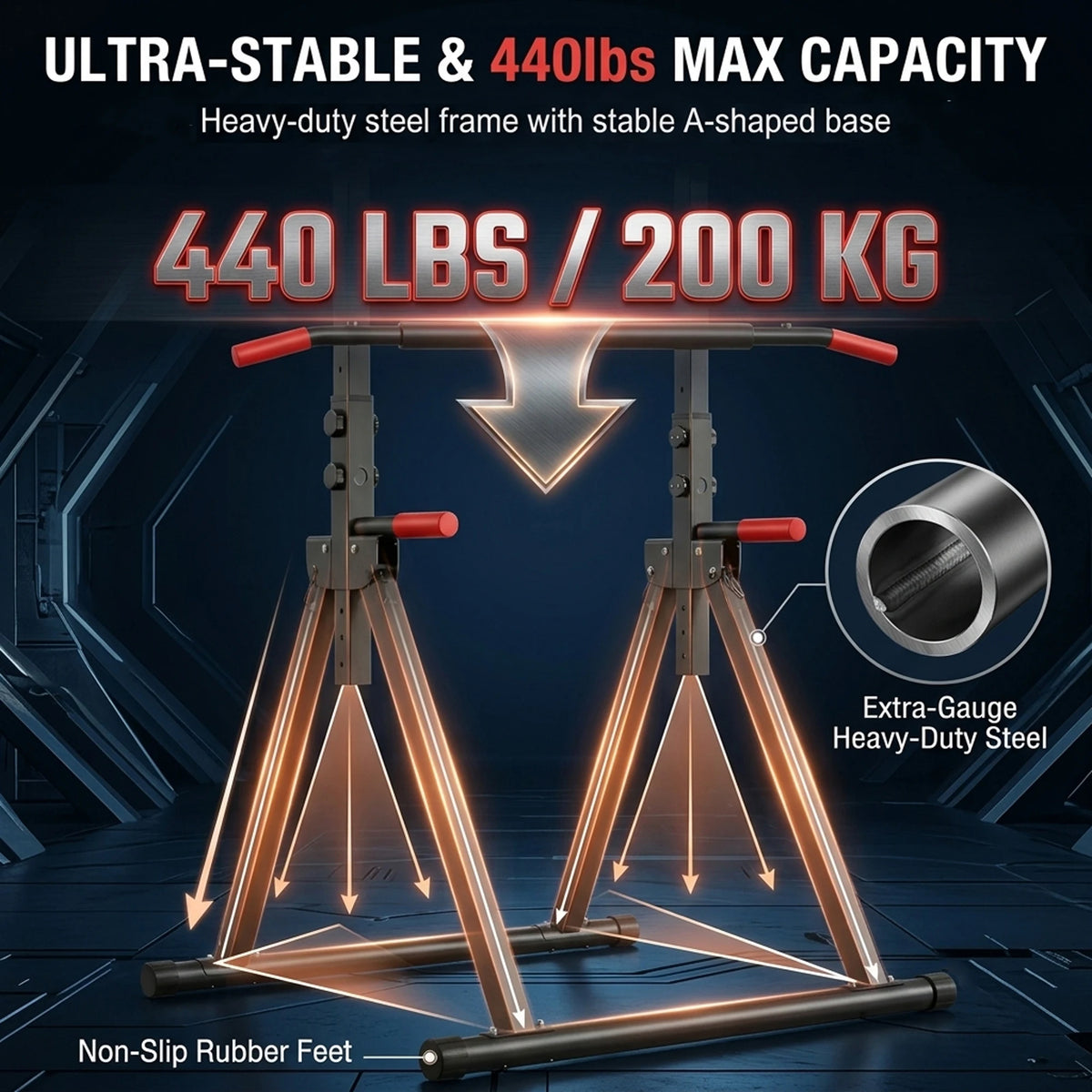 Foldable Power Tower Pull Up Bar Multi-Function Dip Station Strength Training