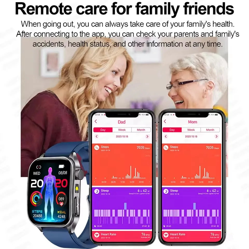 Smartwatch With Laser Therapy ECG Monitor And Blood Oxygen