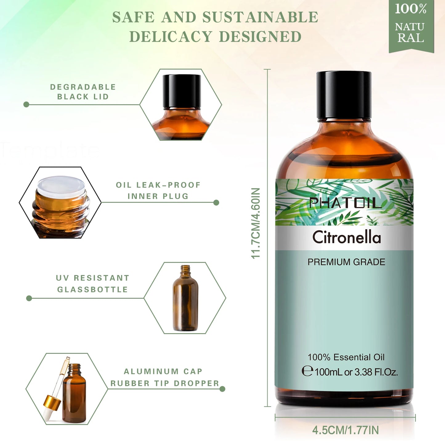 PHATOIL Citronella Pure Essential Oil For Diffuser And Aromatherapy