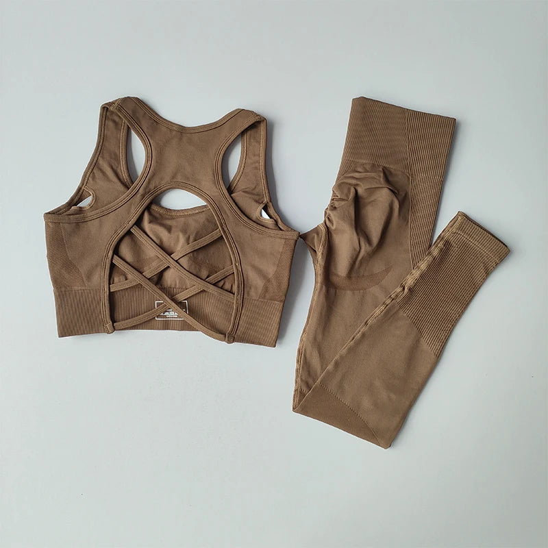 Two Piece Women Yoga Set Sports Bra Tank Top Leggings