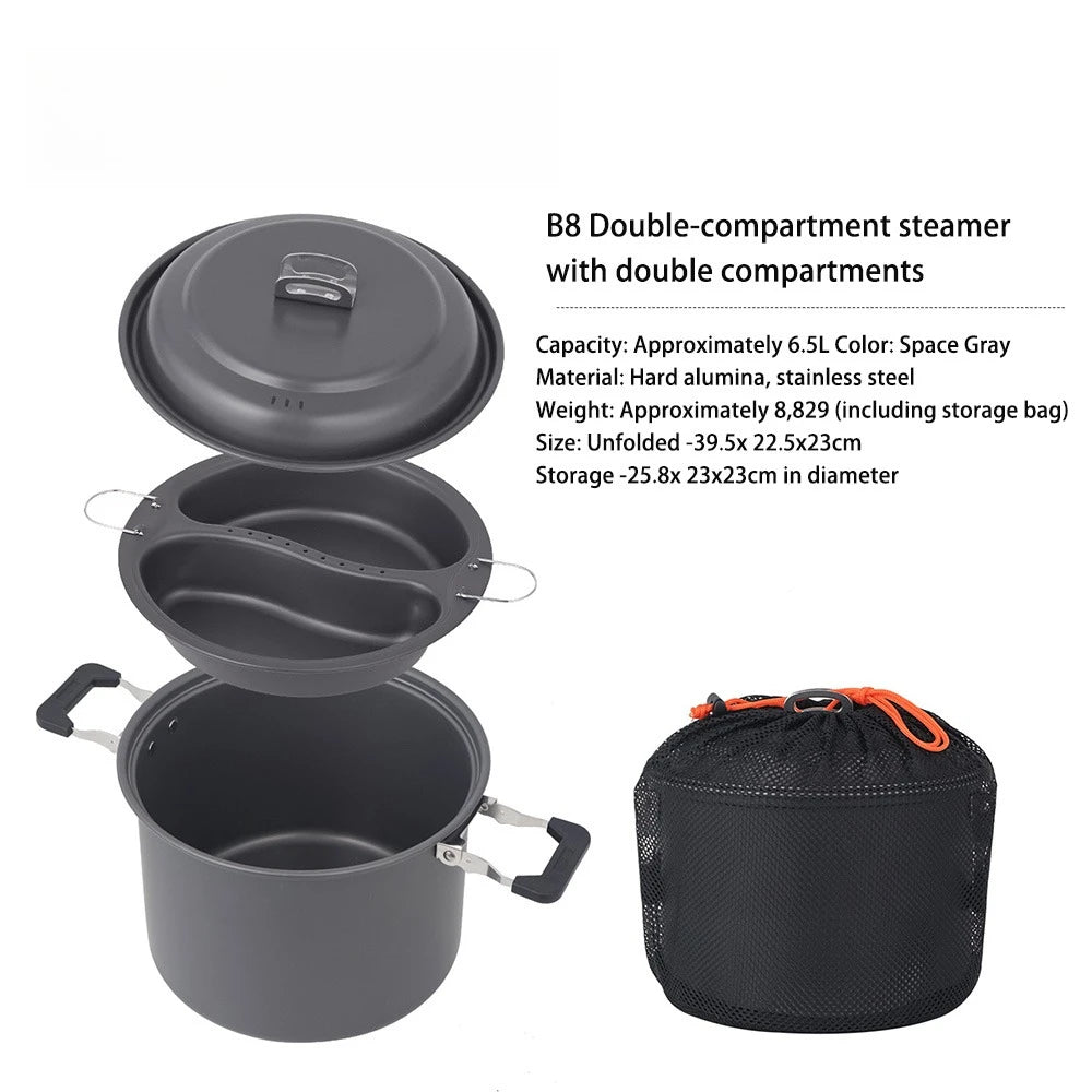 Camping Cookware Aluminum Camping Cooking Set Camp Kitchen  Large Pot for 4-7 People, Ideal for Outdoor, BBQ & Home Use