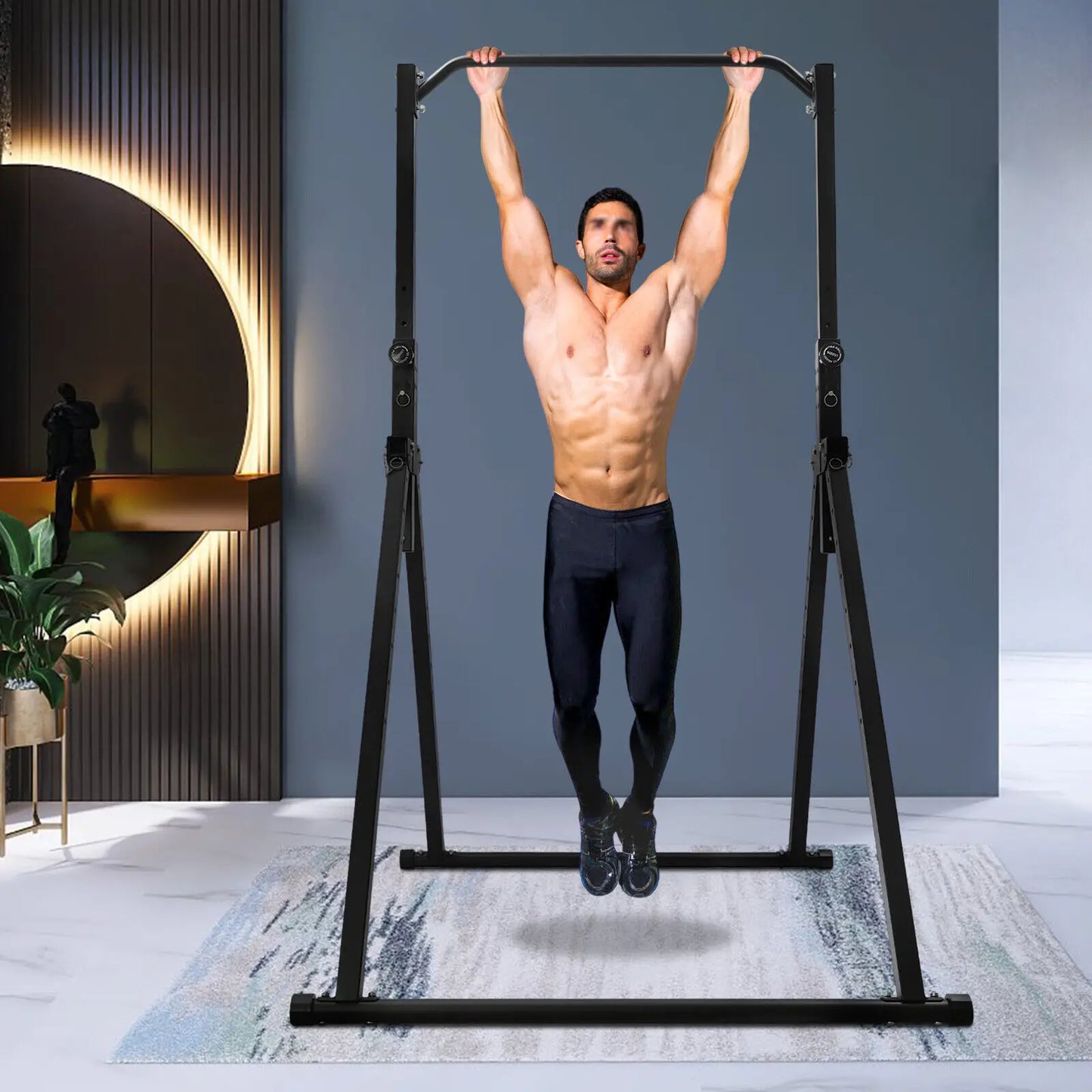 Triangular Pull Up Station Adjustable Foldable Horizontal Bar Home Gym