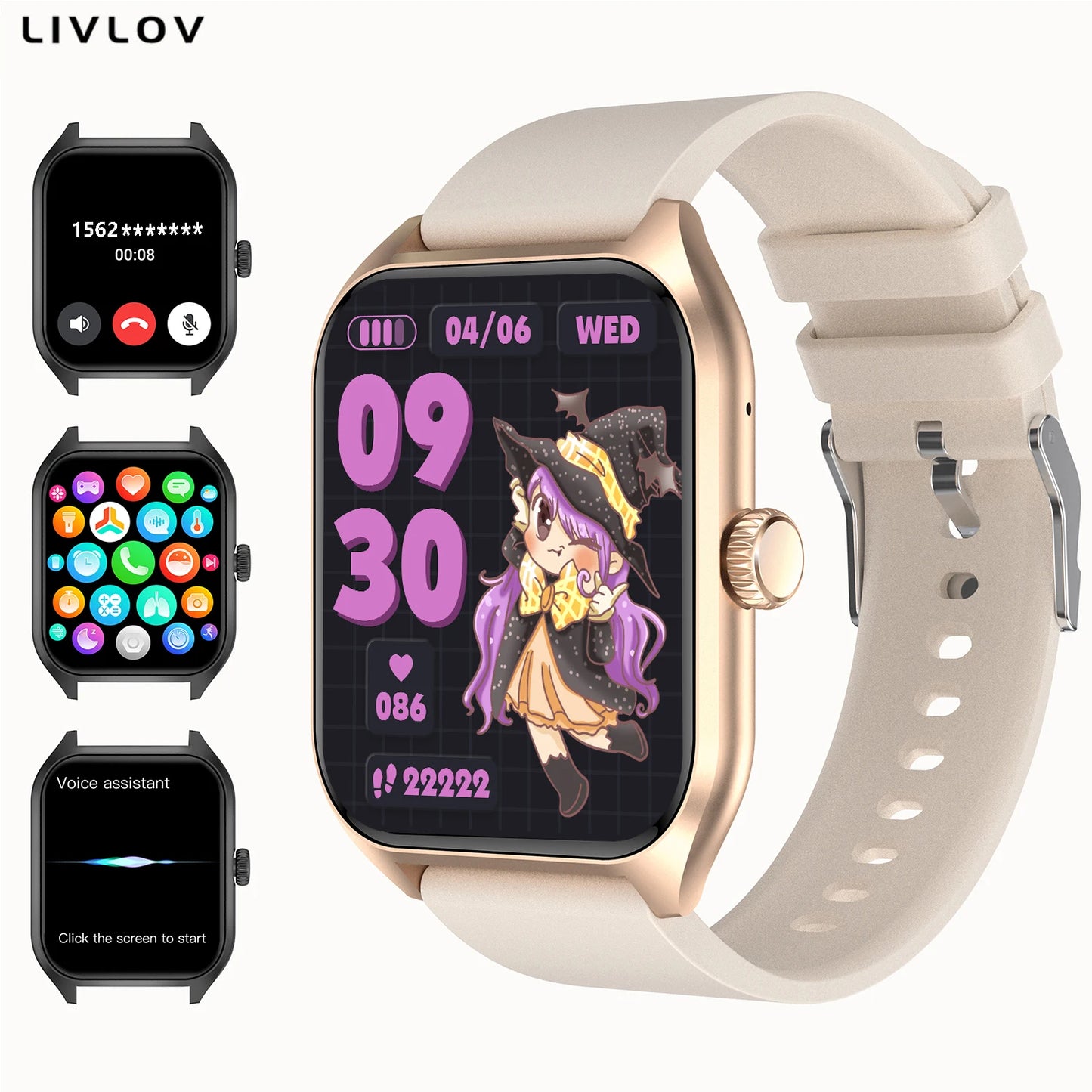 LIVLOVCP AI Voice Assistant Smartwatch With 100 Plus Sports Tracking