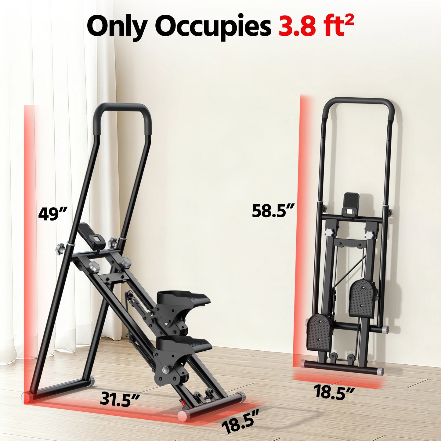Compact Folding Stair Climber For Home Gym With Shock-Absorbing Spring
