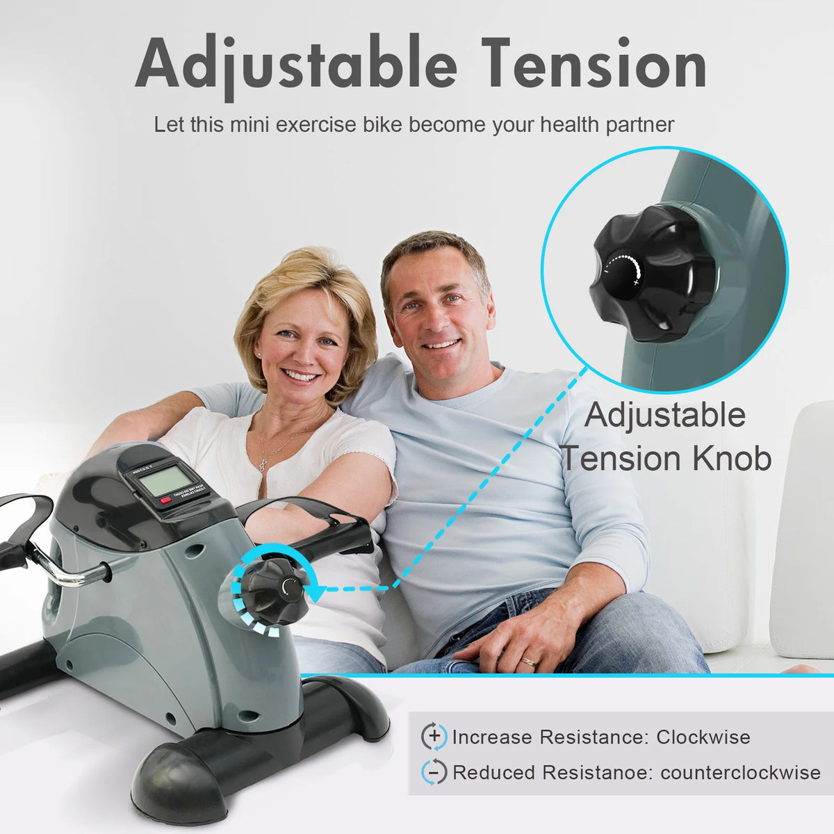 Motorized Mini Desk Pedal Exerciser Bike With LCD Display