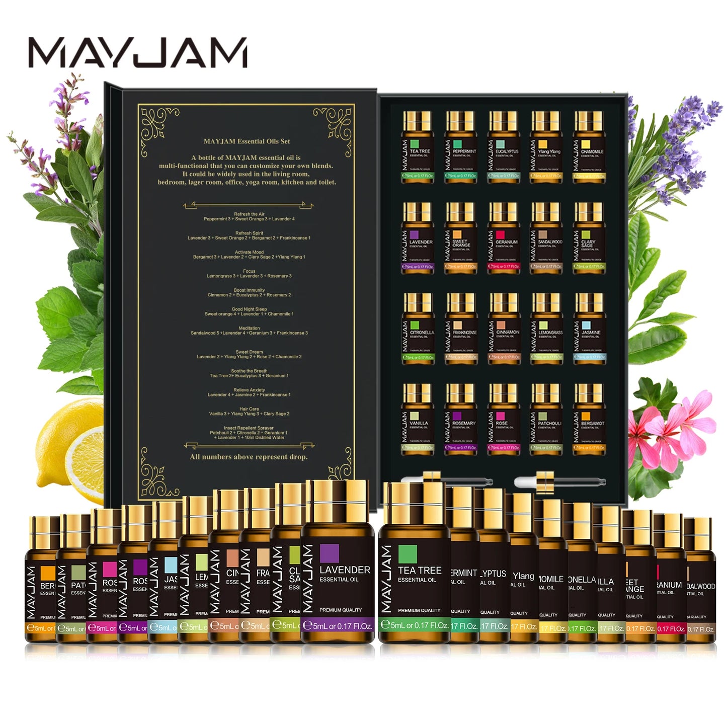 MAYJAM 20 Essential Oils Kit Set Lavender Jasmine Eucalyptus Vanilla