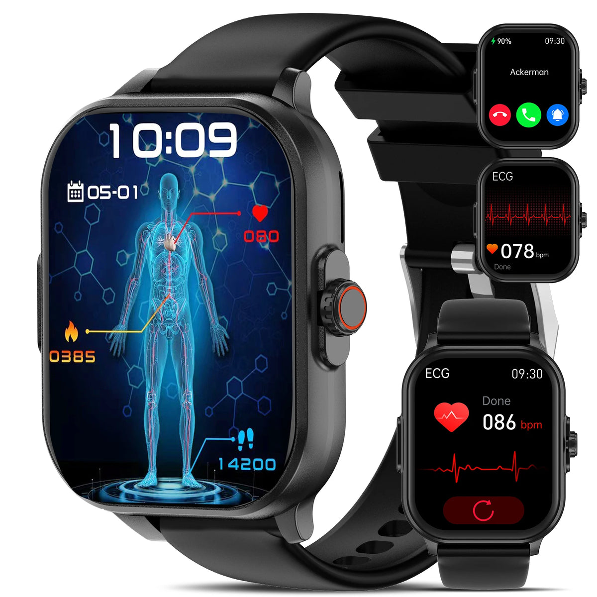 AI Health Monitoring Smartwatch With ECG PPG And Bluetooth Calling