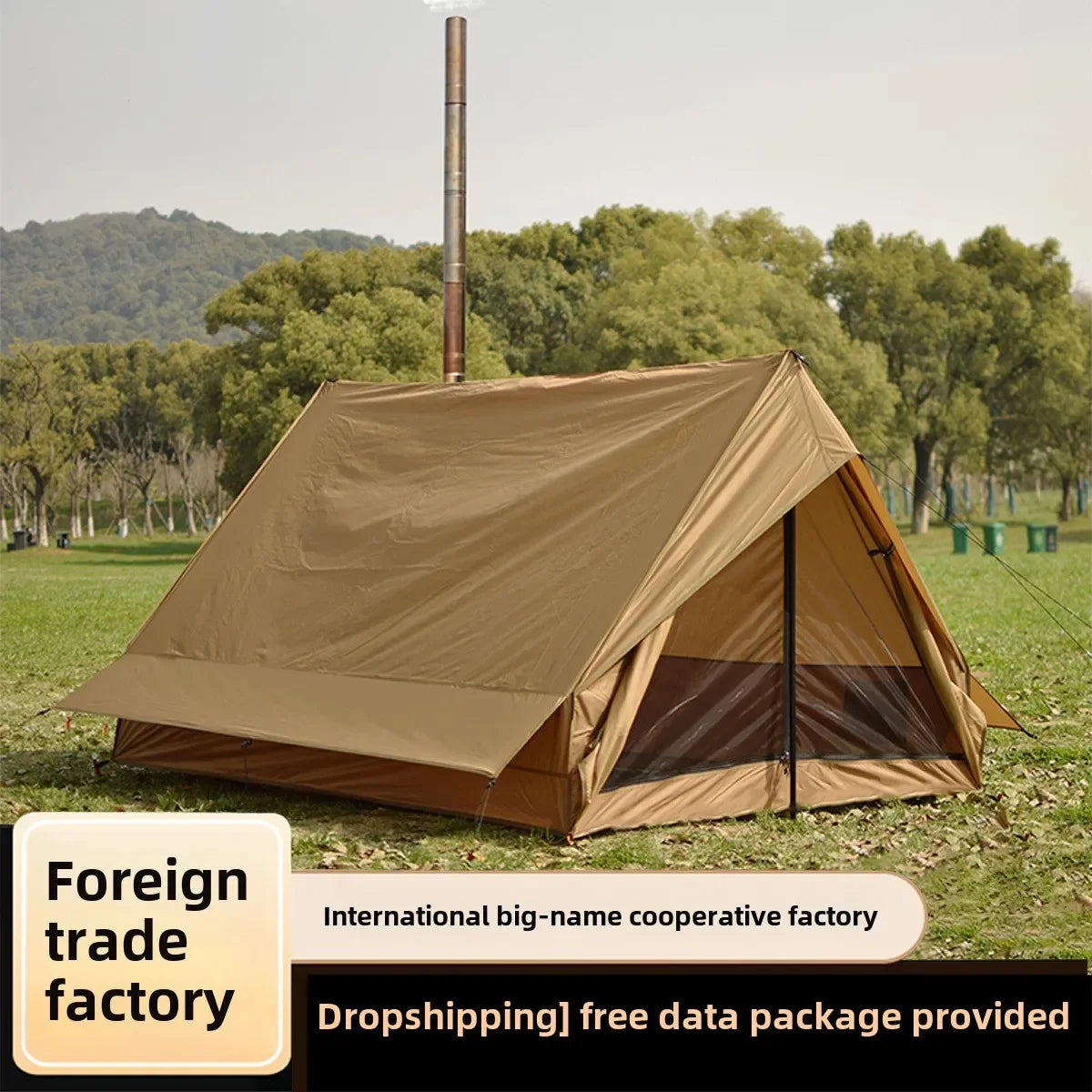 Outdoor Camping Beach Tent Small Cabin Style Lightweight 2-Person BC Tent with Chimney Vent Waterproof