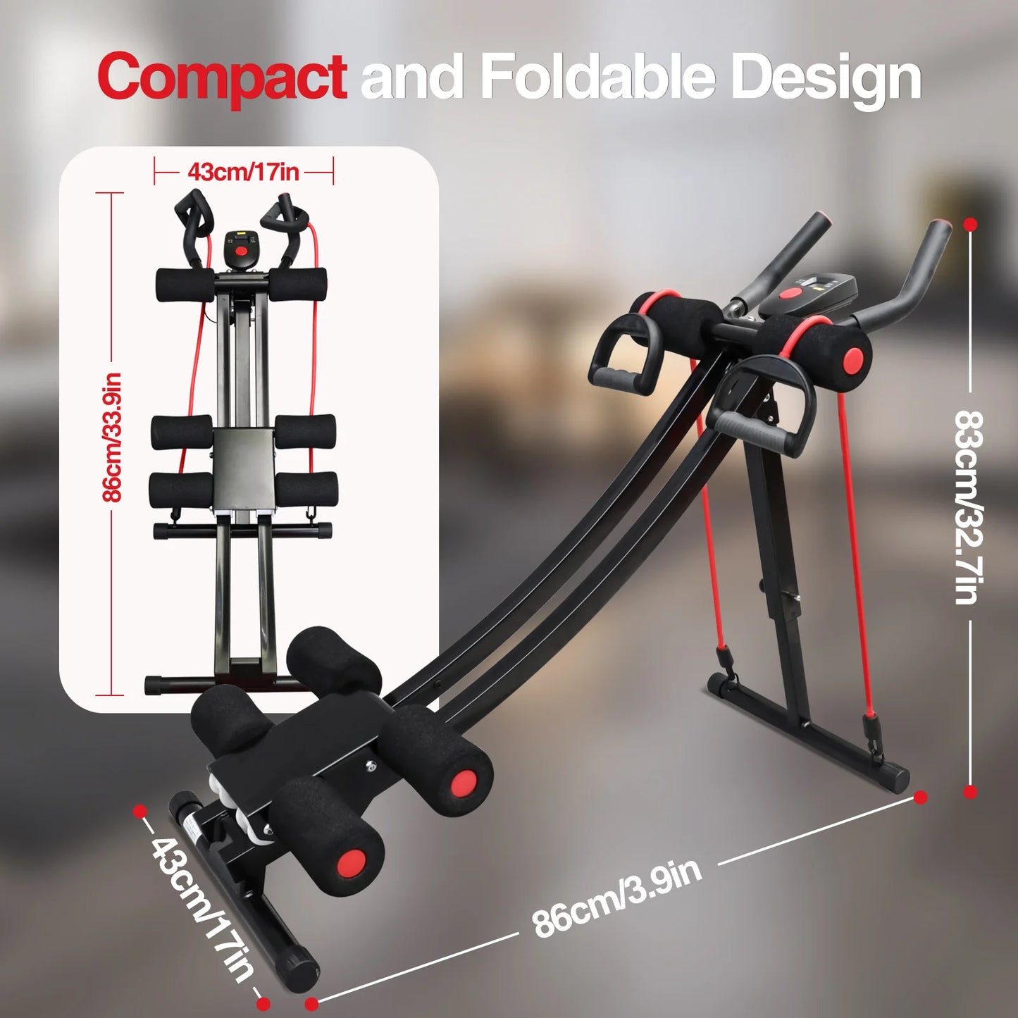 GIKPAL Foldable Ab Machine For Home Gym Core Trainer LCD