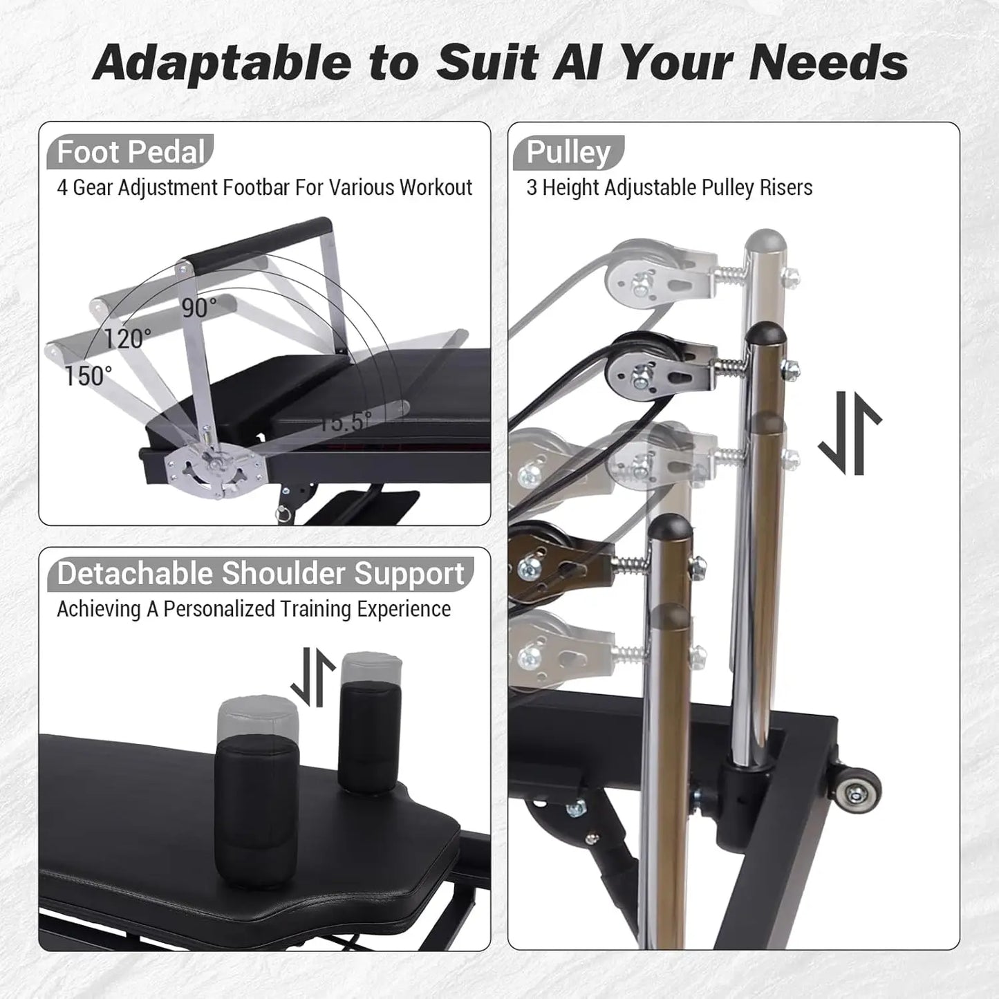 HiMISS Foldable Reformer Pilates Machine With Piano Wire Springs