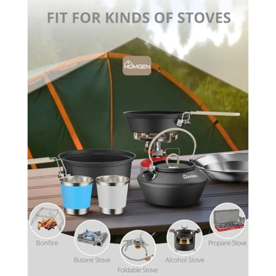 OLOEY Ultralight Anodized Aluminum Camping Cookware Set for Two