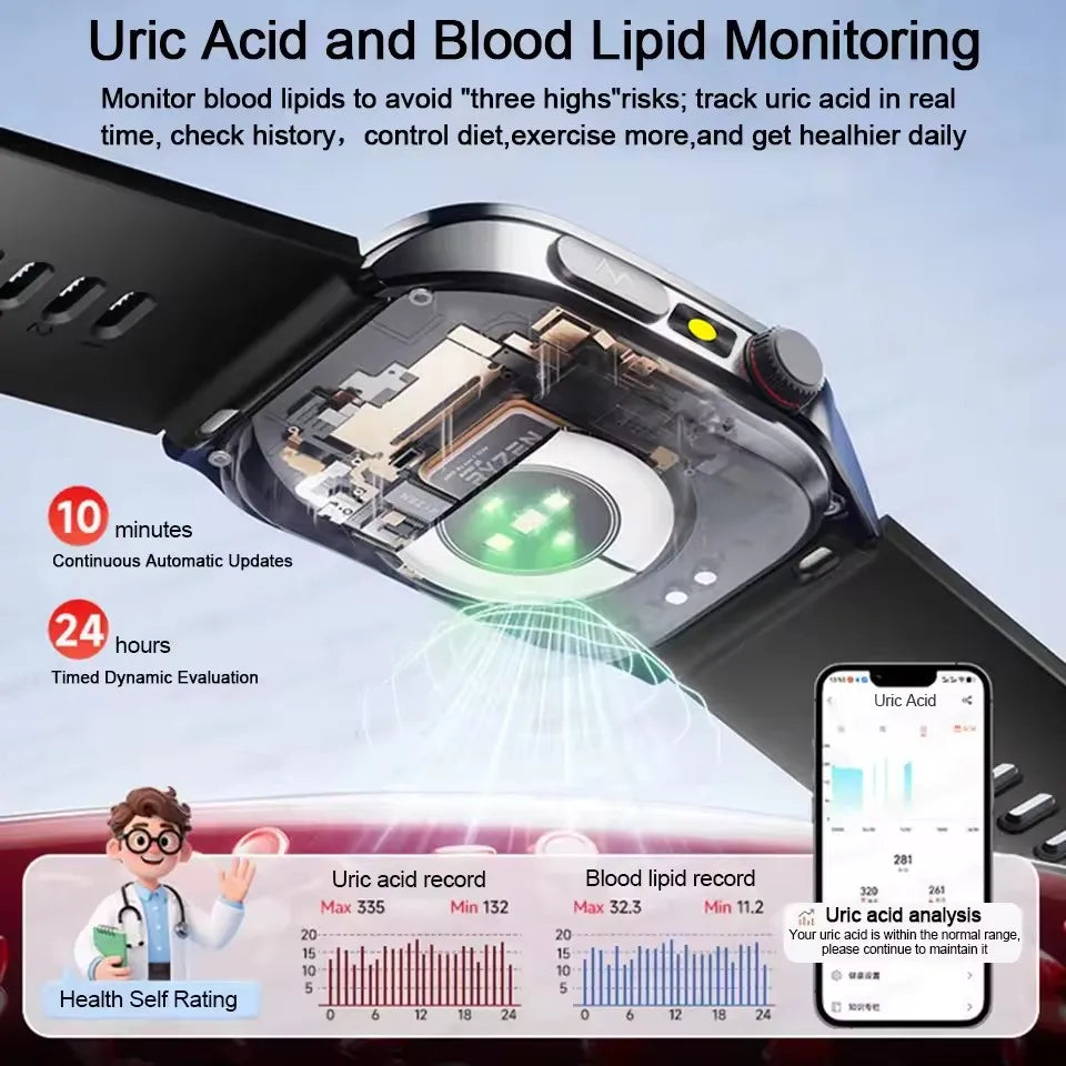 Smartwatch With Laser Therapy ECG Monitor And Blood Oxygen
