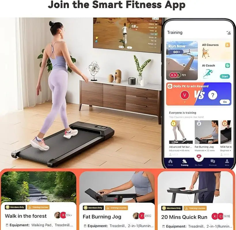 Superun 2-in-1 Home Office Walking Treadmill With App And Remote Control