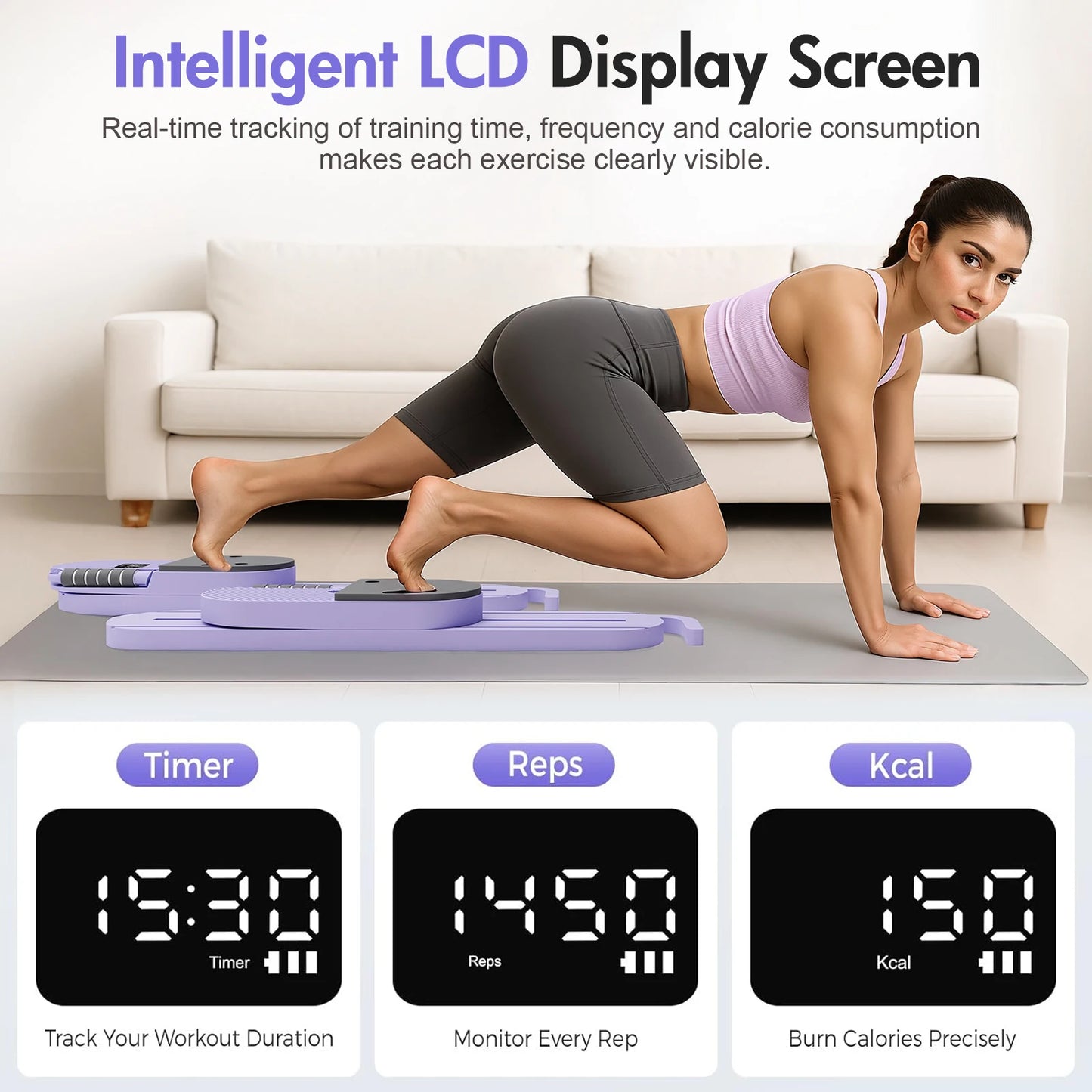 Portable Abdominal Pilates Board With Detachable Resistance Bands