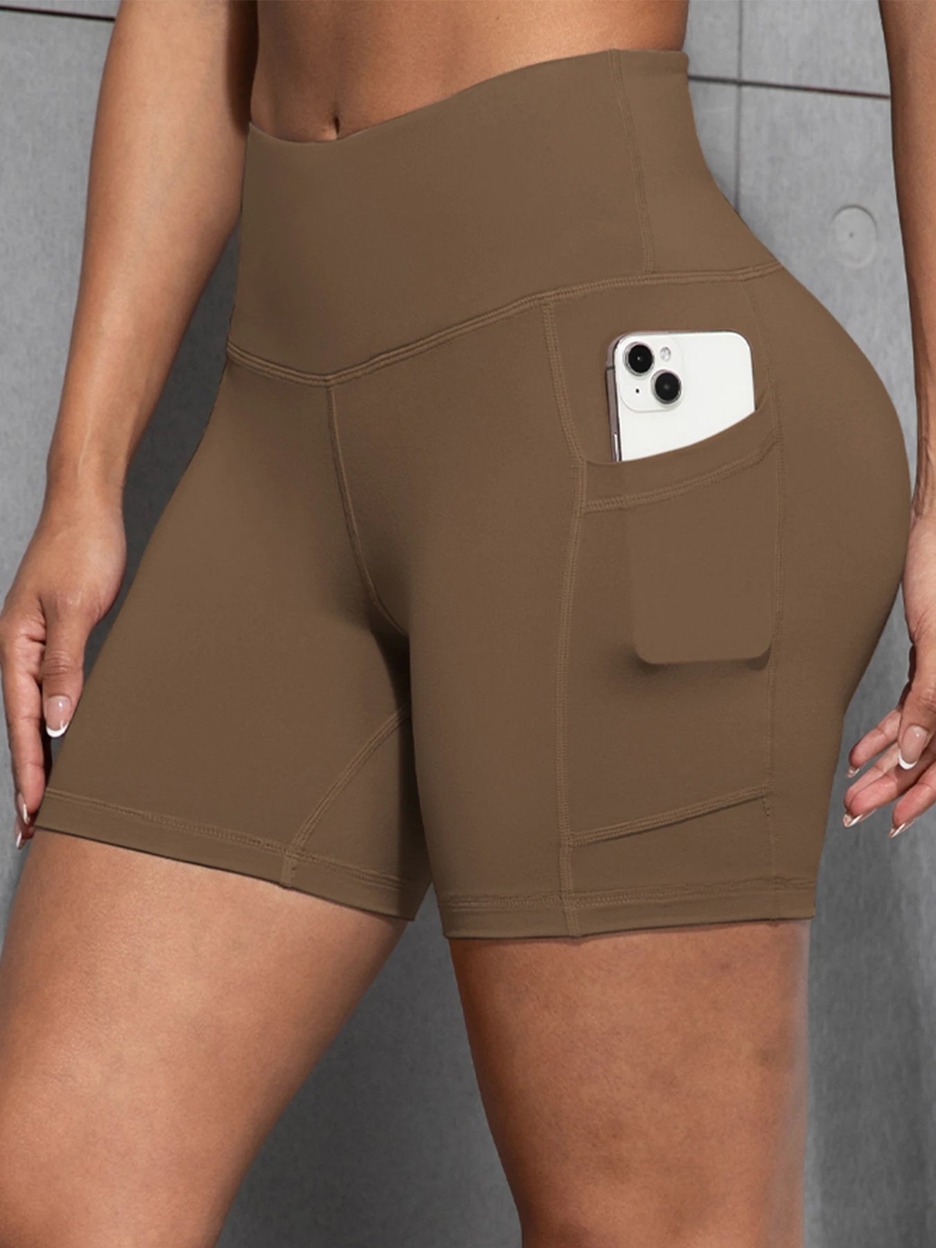 CHRLEISURE Yoga Shorts Pockets High Waist Butt Lifting Fitness