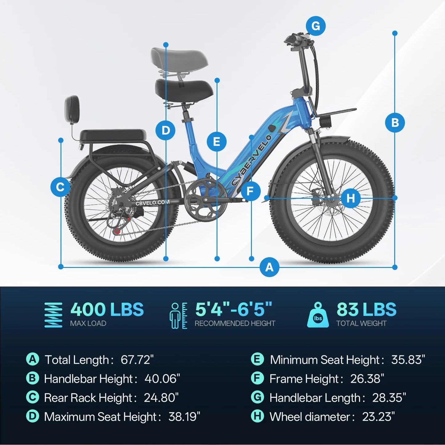 CYBERVELO EK12 1000W Electric Fat Bike With Removable Battery