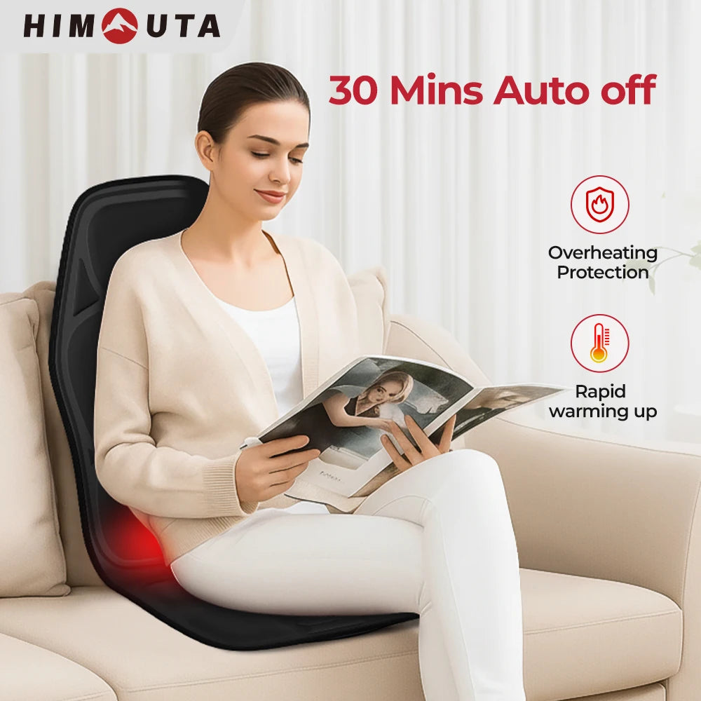 Himouta Heated Back Massager Cushion For Lumbar Neck Pain Relief