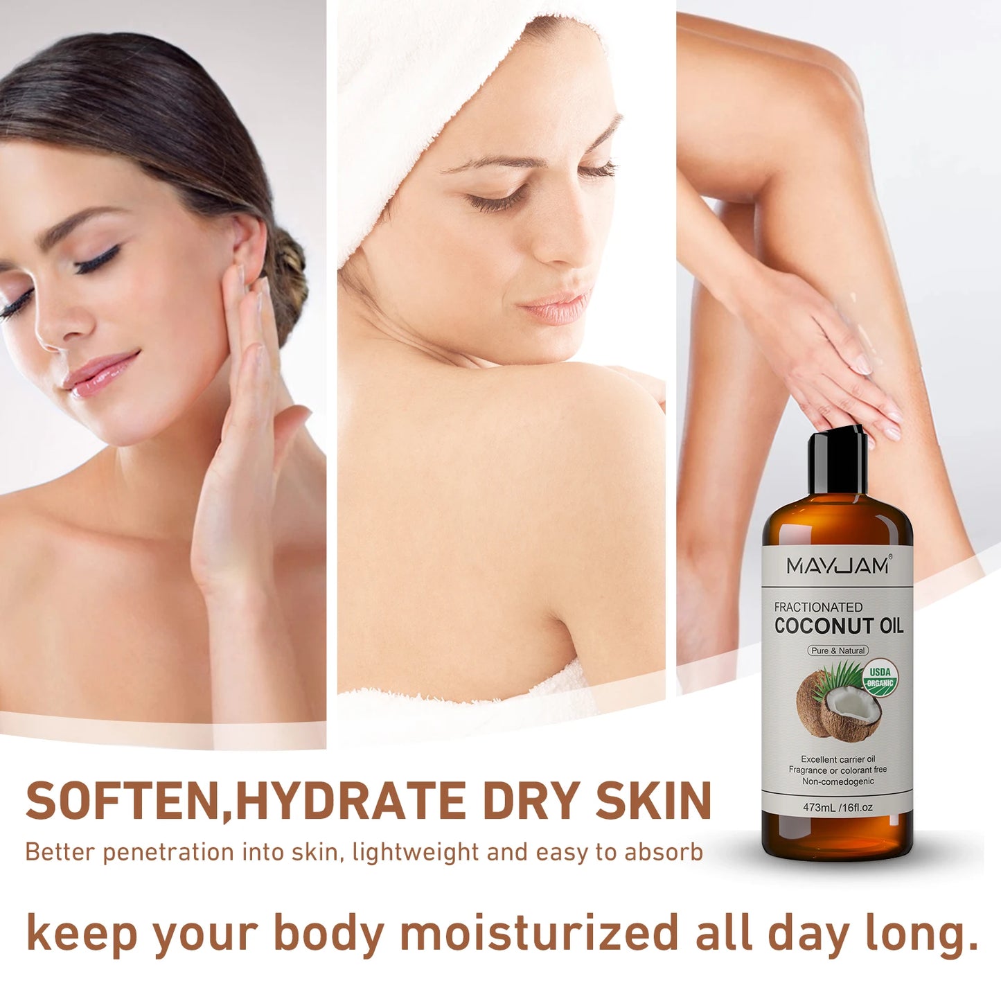 MAYJAM Pure Organic Castor Oil and Fractionated Coconut Oil