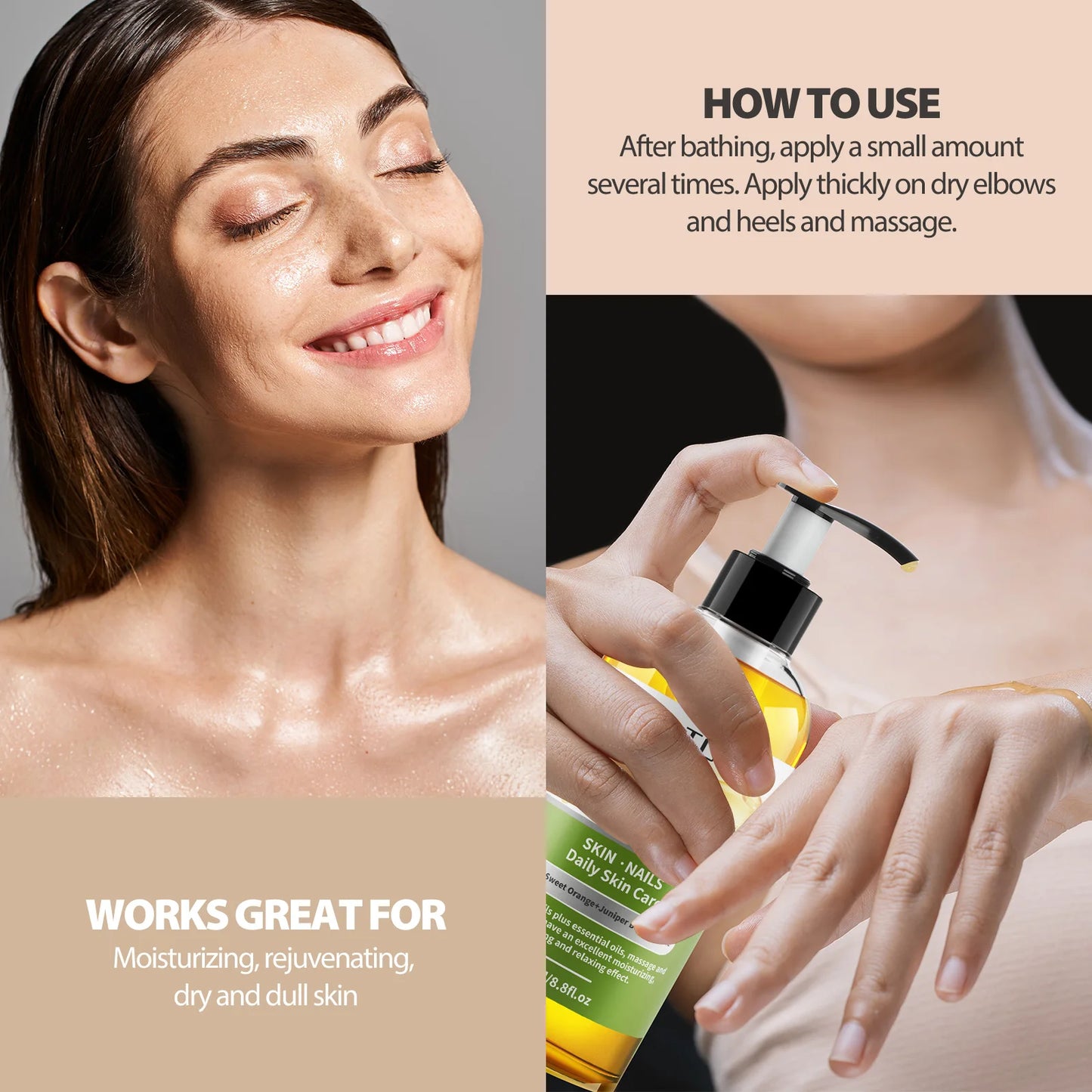 PHATOIL 260ml Body Oil For Skin Care Massage Oil Vanilla Ginger Grapefruit Basil Lavender Rosemary Rose Fragrance Body Oils