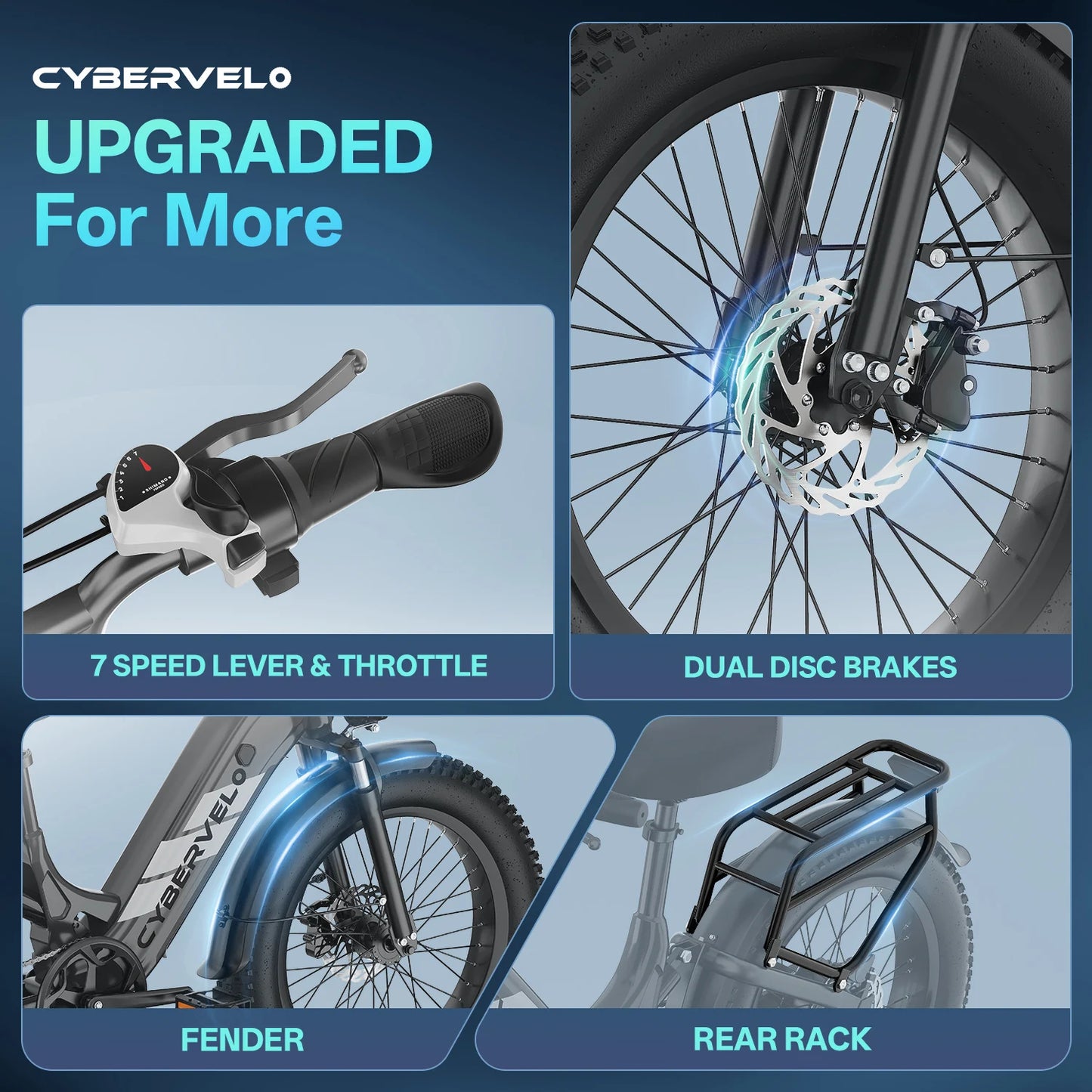 CYBERVELO EK12 1000W Electric Fat Bike With Removable Battery