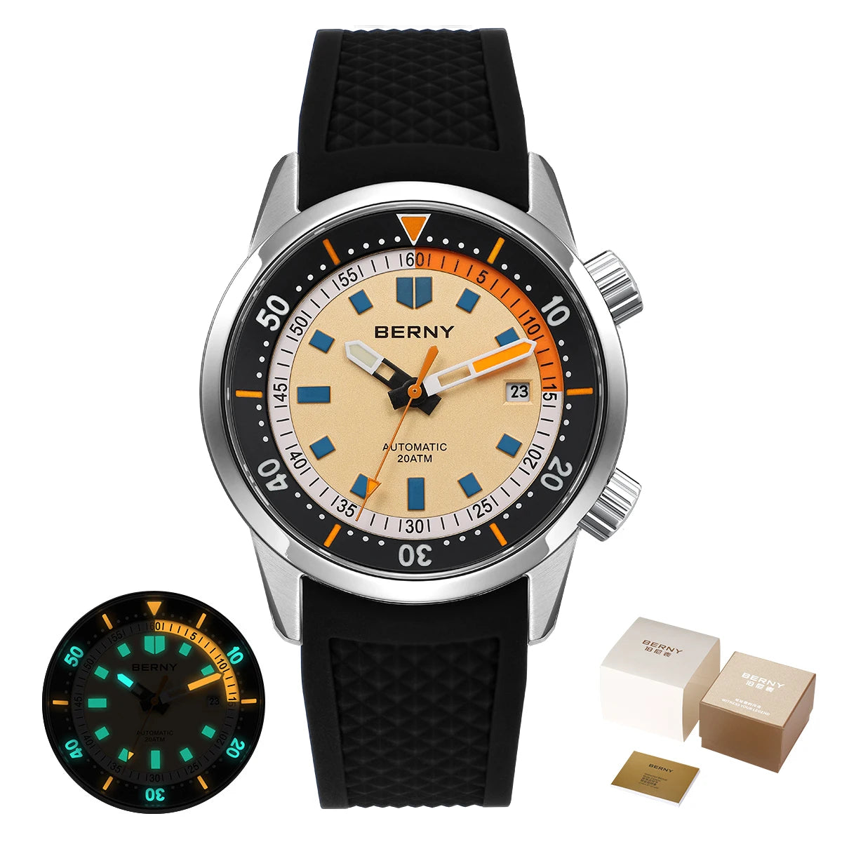 BERNY 200M Waterproof Automatic Diver Watch With Sapphire Glass