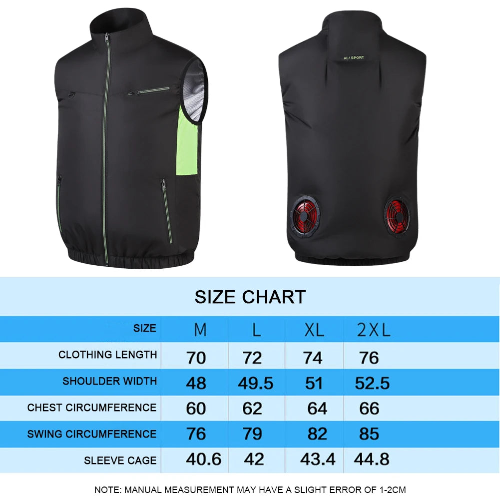 Wearable Cooling Vest With Air Circulation Fan For Outdoor Work