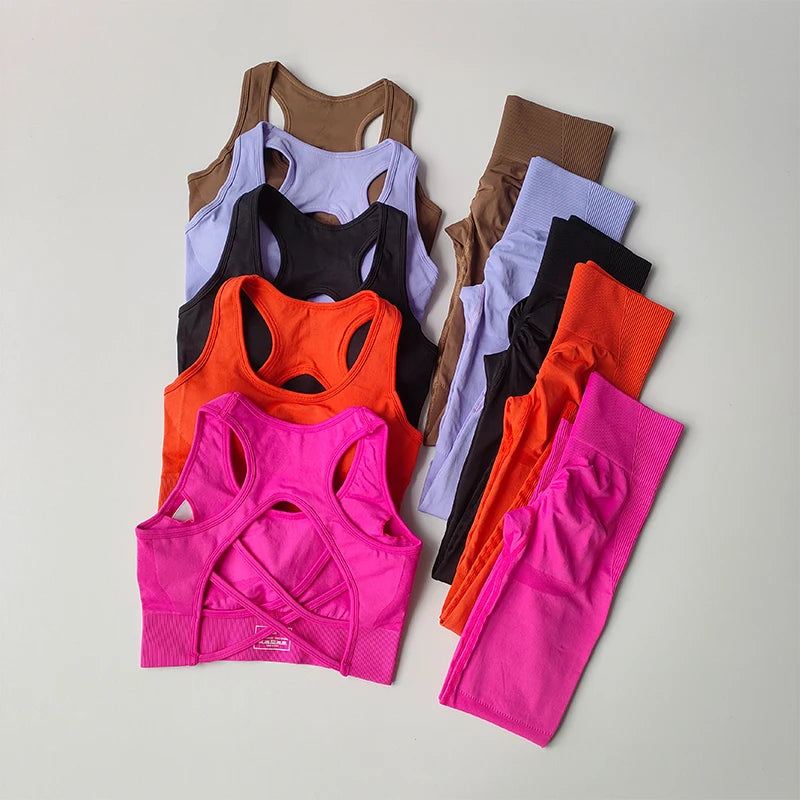 Two Piece Women Yoga Set Sports Bra Tank Top Leggings