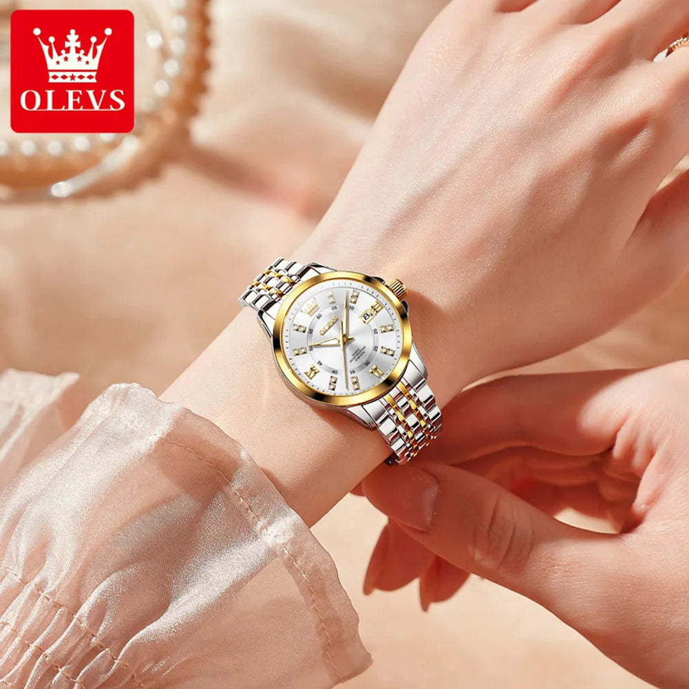 OLEVS 3620 Women's Luxury Diamond Quartz Watch Calendar