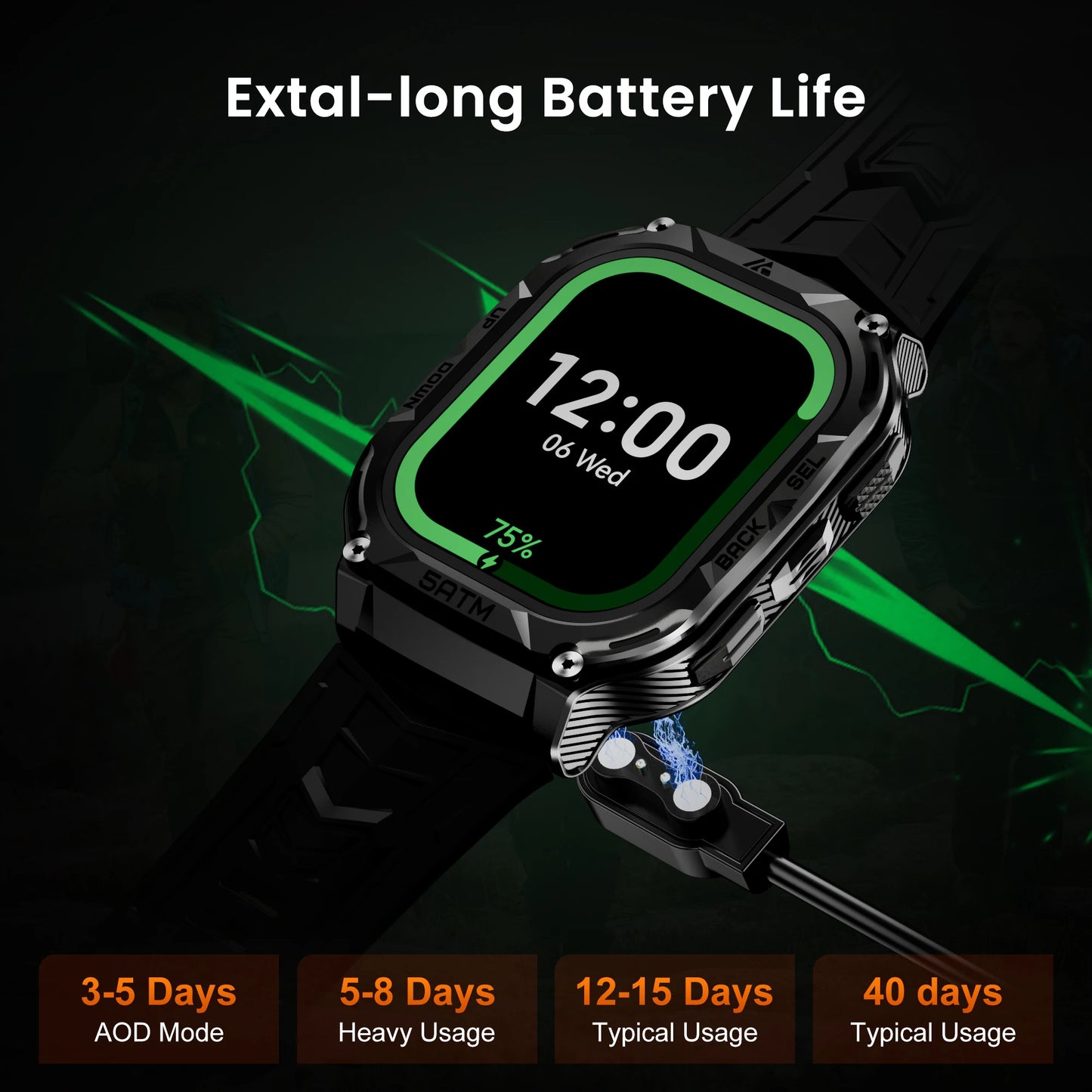 HIDAMEL M3E GPS Smart Watch For Men Barometer Altitude Compass 6 Satellite Positioning Systems 480mAh 60 Days Extra-Long Battery